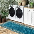 thumbnail image 3 of FairOnly Blue Green 2'x6' Modern Machine Washable Non Slip Low Pile Ruuner Rug for Bedroom Kitchen Laundry, 3 of 7