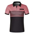 thumbnail image 4 of Pink Shirts For Men Graphic Tees, Polyester T Shirt Men, Golf Shirts For Men, Men'S Fashion Spring And Summer Casual Short Sleeved Buttons Lapel Solid Color Short Sleeved T Shirt Tops, 4 of 5
