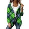 thumbnail image 3 of Gamivast Jackets for Women Plaid Oversized Button Down Hooded Shacket Jacket Spring Fashion Long Sleeve Casual Coats with Chest Pocket Trendy Outerwear 2026, 3 of 7