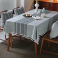 thumbnail image 1 of GHSDFBB Middle Embroidery Table Cloth Washable Cotton Linen Tassel Tablecloth, Rectangle Wrinkle Free Anti-Fading Table Cover for Kitchen Dinning Thanksgiving Christmas (55x86 Inch, Gray), 1 of 7