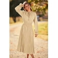 thumbnail image 6 of PRETTYGARDEN Women's Spring Fall Midi Dress Casual Long Sleeve V Neck Swiss Dot Pleated A Line Flowy Dresses, 6 of 6