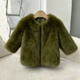 thumbnail image 4 of ZOYOEN Girls Faux Fur Coat- Open Front Elegant Warm Casual Kids Winter Coat Army Green Size 6, 4 of 5