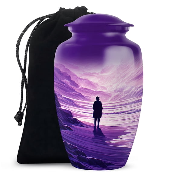 MUKTIVE Purple Mountain Memorial Urn for Human Ashes for Husband & Wife - Decorative Large Cremation Urns for Adult Male & Female - 10 Inch