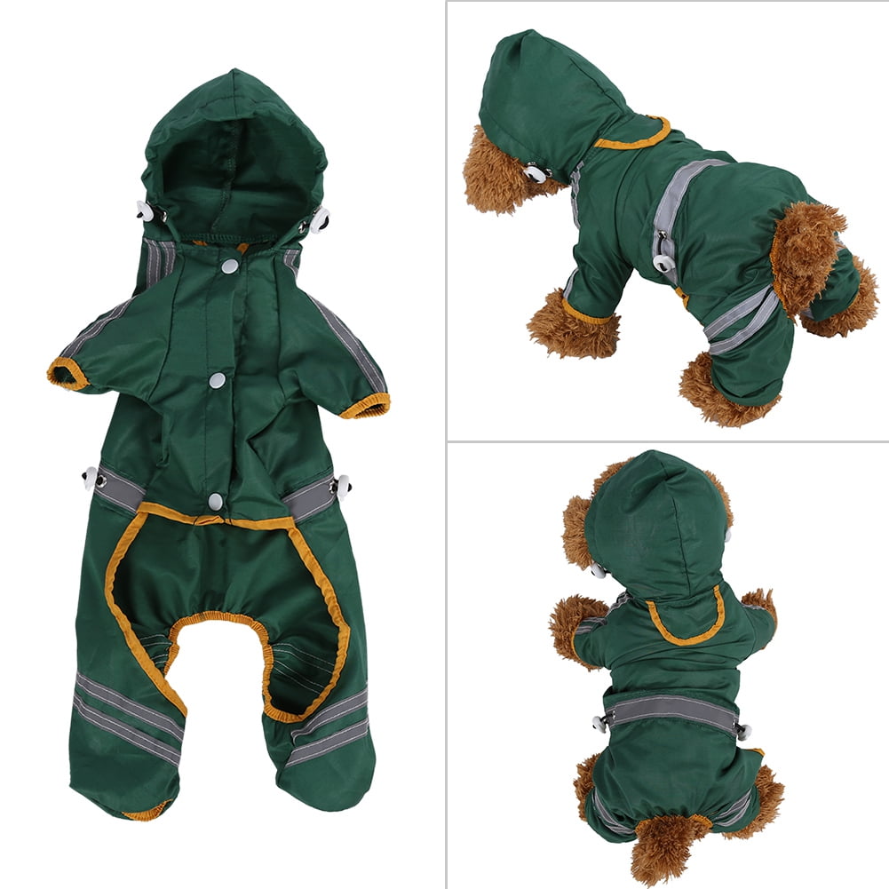 WALFRONT 6Sizes Pet Raincoat Waterproof Jacket Cat Dog Hood Rain Coat Reflective Jumpsuit