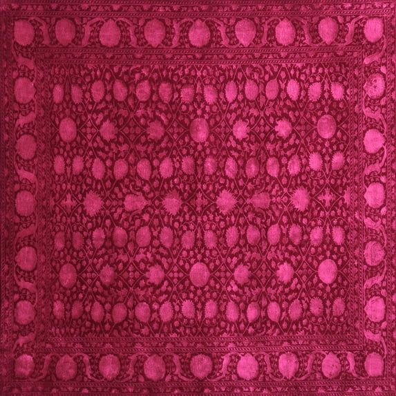 Ahgly Company Indoor Square Abstract Pink Contemporary Area Rugs, 5' Square