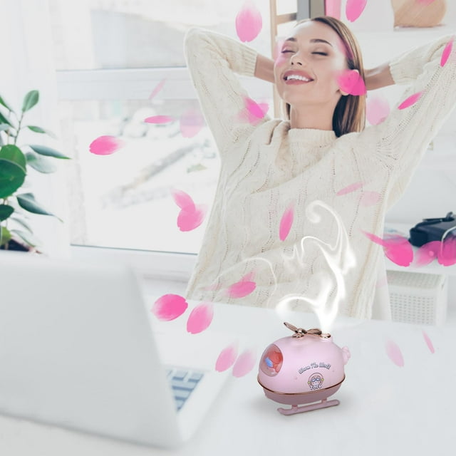 Dvkptbk Humidifiers for Bedroom Helicopter Humidifier Night Light USB Mini Cute Pet Aromatherapy Humidifier Atomizer Gift Home Decor