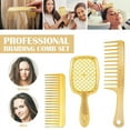thumbnail image 3 of 1-3pcs Profession Detangling Hair Brush Set Professional Barber Comb Scalp Massage Hair Care Golden Salon Air Cushion Hairbrush, 3 of 10