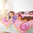 thumbnail image 3 of Castle Fairy Cute Black Girl Twin Bedding 7-Piece,Donut Balloon Dessert Print Bedding Comforter Set,Pink Brown,Grey Reversible, 3 of 7