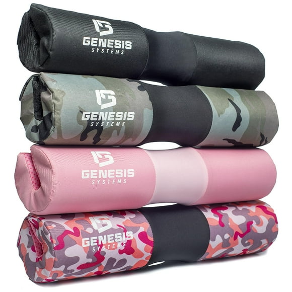 GENESIS SYSTEMS Squat Pad Barbell Pad for Hip Thrusts Squats Lunges Glute Bridge - Foam Pad for Weight Lifting Neck Shoulder Support - Barbell Cushion Hip Thrust Pad with Velcro straps for Standard