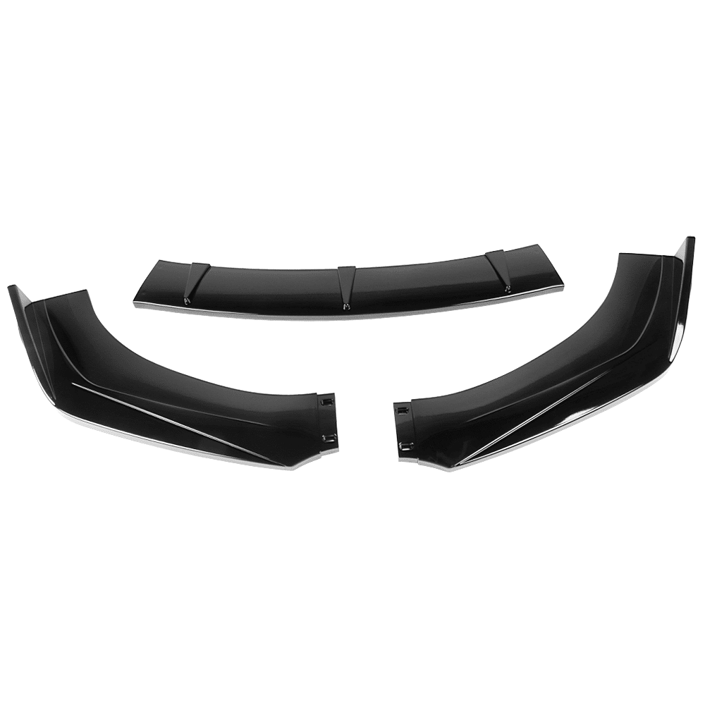 Ikon Motorsports Unadjustable Front Bumper Lip Splitter Fits 59" - 65'' Width Car 3PC PP Gloss Black