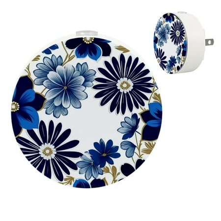 

YZUOUZY Lamp for Bedroom Night Lights Bedside Lamps Set of 2 White Blue Color Flowers Leaves