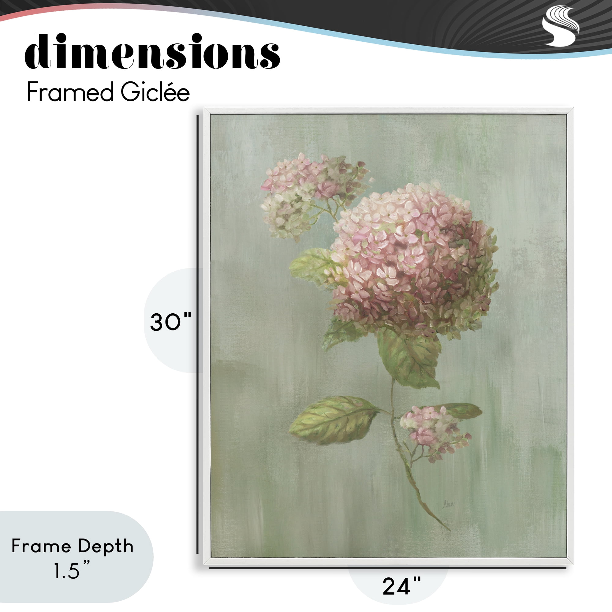 Stupell Industries Single Hydrangea Bushel White Framed Giclee Art, design by Nan