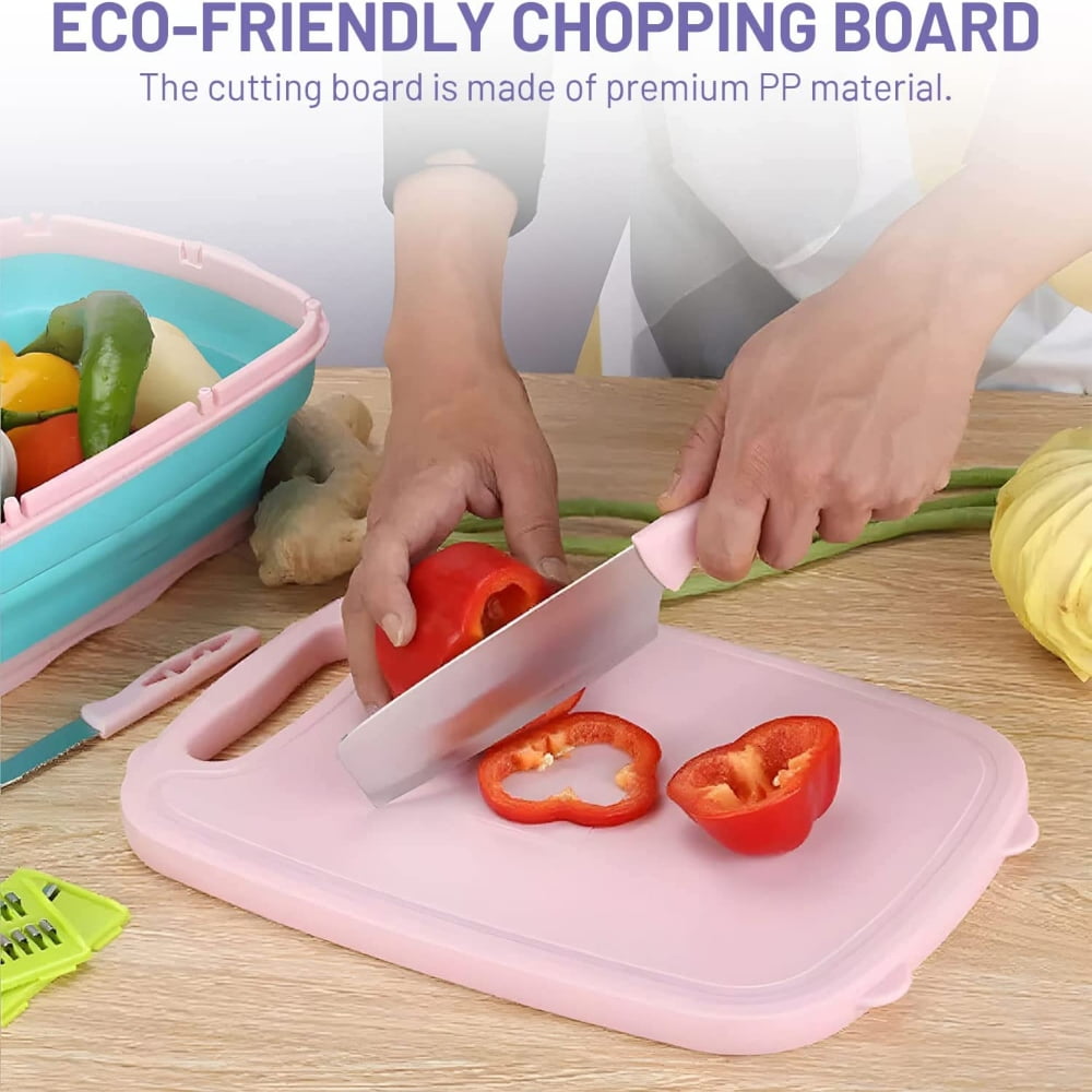Cutting Board Plastic Foldable Wall-mounted Kitchen Chopping Cutting Board  Strainer Pizza Mat