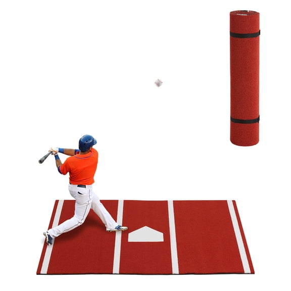 Batting Mat Baseball Hitting Mat Baseball Batting Cage Mat,Turf Batters Box Mat with Home Plate and Anti Fade Turf for Baseball Softball Training Indoor and Outdoor