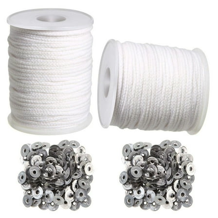 Candle Wick Set DIY 100% Cotton Pre-Waxed Long Wick Base Household Candle Making Natural Lead-Free No Smoke Safe Stable Burning for Jars Pillars Crafts