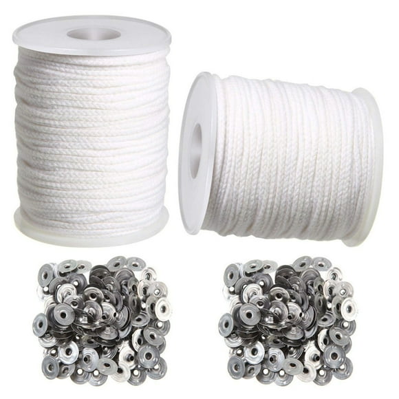 Pre-Waxed Candle Wicks for DIY Candle Making Lead-Free & Odorless Long Burning Household Candle Wick Set Includes Wick Tabs