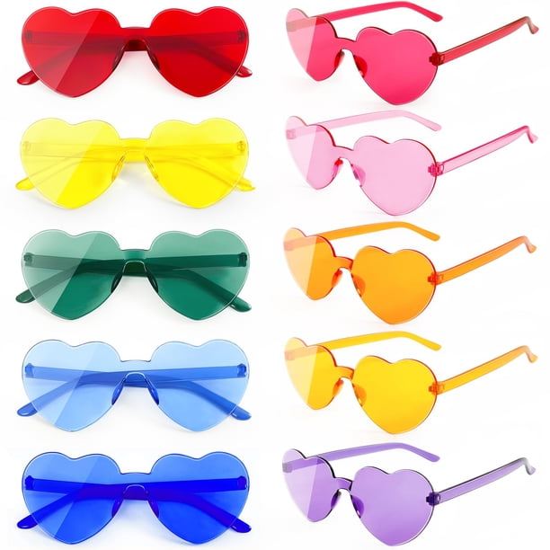 Lentes de Sol SIN MONTURA en Forma de Corazón SUNOVELTIES para Mujeres x10
