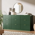 thumbnail image 6 of Furniway Fluted Large Green Dresser,9 Drawer Double Dresser, Modern Chest of Drawers Wide Chest of Drawers with Golden Handles for Bedroom, Living Room, Entryway and Closet, 63" L x 15.7" D x 31.5" H, 6 of 7