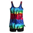 thumbnail image 6 of Wycnly Sexy Swimsuits for Women Modest Swimsuits Summer Tankini Sets High Waist Tummy Control 2 Pieces Bathing Suits Sleeveless Scoop Neck Tie-Dye Print Swimwears Dark Blue L Clearance Clothes, 6 of 7