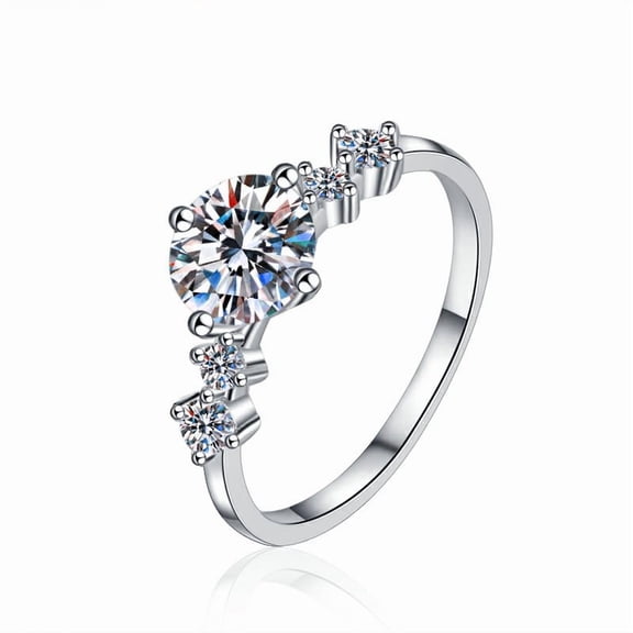 Apaison Sparkling 1 Carat Moissanites 925 Sterling Silver Women Ring - Female Wedding Engagement Promise Jewelry Gift