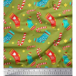 Christmas Fabric, Candy Cane Fabric with Holly, Cotton or Fleece, 4000 -  Beautiful Quilt