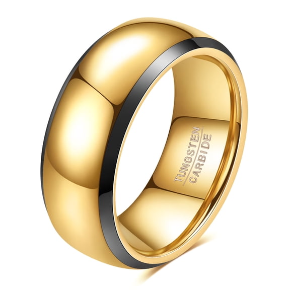 Atobao Tungsten Rings for Men Women Wedding Band Two Tone Gold Silver Engagement Free Engraved Personalized 8mm