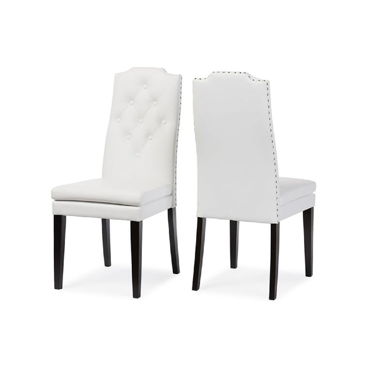 Baxton Studio Dylin Modern and Contemporary Black Faux Leather Button-Tufted Nail heads Trim Dining Chair - Set of 2 Baxton Studio Dylin Modern and Contemporary Black Faux Leather Button-Tufted Nail heads Trim Dining Chair - Set of 2