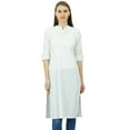 thumbnail image 1 of Phagun Kurti Tunique Unie en Coton Col Mandarin Kurta Blouse Ethnique Décontractée, 1 of 7