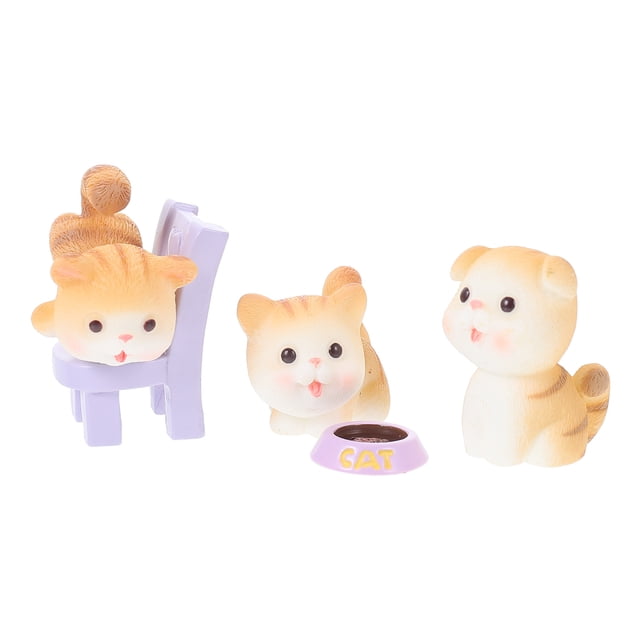 ColoMX 1 Conjunto de estatuas de artesanía de gato creativo Estatuajes de dibujos animados Gatito Estatuillas de escritorio Gatito Adornos