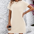 thumbnail image 2 of Pisexur Robes d'Été pour Femmes Manches Courtes Décontractées Imprimé Rayé Col Rond Ourlet Fendu Robe Midi, 2 of 6