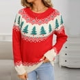 thumbnail image 2 of BOOMNY Christmas Womens Sweater Long Sleeve Sweaters for Women Xmas Tree Embroidery Crewneck Warm Knit Pullover Trendy Tops 2025 Fall Winter Knitwear, 2 of 8