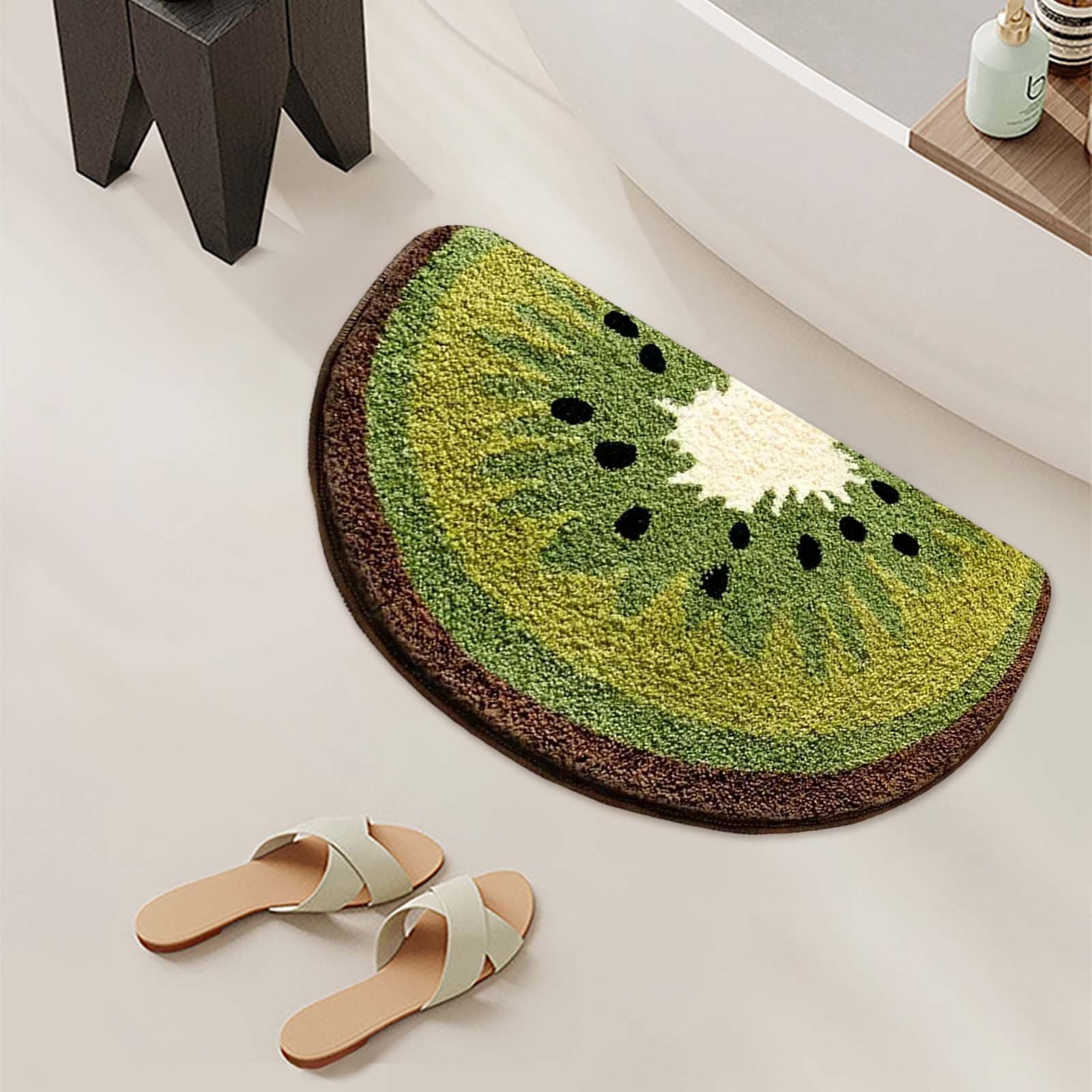 Nilvkv Kiwi Fruit Bath Mat Fruit Bathroom Rugs for Living Room and Bedroom, Non Slip Small Washable Rug Kiwi Fruit Bathroom Decor (15.75x23.62in)