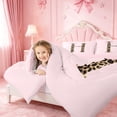thumbnail image 3 of meiyoeat Pink Print Alphabet Full Size Comforter Sets,Cheetah Bow Tie Initial Design Bedding Comforter Set For Girl,Pink Reversible,3-Piece,1 Comforter and 2 Pillowcases, 3 of 7
