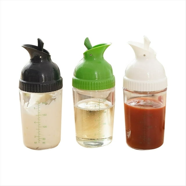 Coctelera para Aderezo para Ensaladas Recipiente para Aderezo para Ensaladas Casero Botella Mezcladora Medida para Aderezo Verter Agarre Suave 200 Ml