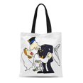 thumbnail image 1 of NUDECOR Sac Fourre-Tout en Toile Mariage Mariée et Marié Sac Réutilisable Épaule Courses, 1 of 1