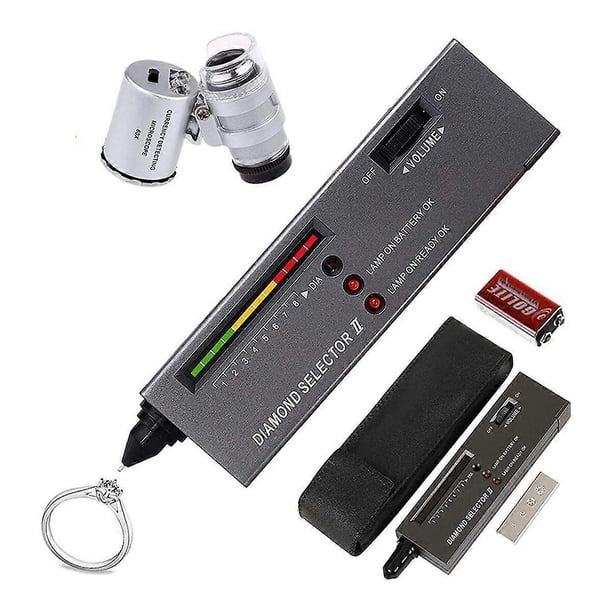 Diamond Tester Pen High Accuracy Jewelry Diamond Tester+60X Mini LED Magnifying Professional Diamond Selector