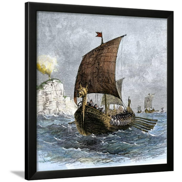 Danish Viking Ship Raven At Sea Framed Print Wall Art Com - Viking Ship Wall Art