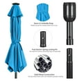 thumbnail image 4 of WDZS 9FT Solar Powered Patio Umbrella - UV Protection Market Table Umbrella w/ 32 LED Lights & Push Button Tilt & Crank Lift System for Garden/Lawn/Deck/Backyard/Pool,Sky Blue, 4 of 9