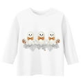 thumbnail image 3 of Bnwani Halloween Long Sleeve Toddler Shirt White Crew Neck Casual Printed Tops 3-4t, 3 of 4