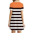 thumbnail image 6 of Holiday Deals kttectoa Crewneck Short Sleeve Dress for Womens Trendy A-Line Casual Pleated Short Dress Stripe Print Dresses Midi Dresses for Women Soft and Comfy Dress for Costume, 6 of 6