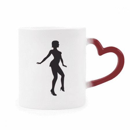 

Hot Woman Dancing Outline Heat Sensitive Mug Red Color Changing Stoneware Cup