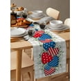 thumbnail image 6 of Table Runner Dresser Scarves 120 Inch Long,Independence Day Blue Red Patriotic Flag Linen Dining Table Runners Star Stripe Leaves on Lattice Tabletop Scarf for Wedding Holiday Party Kitchen, 6 of 9