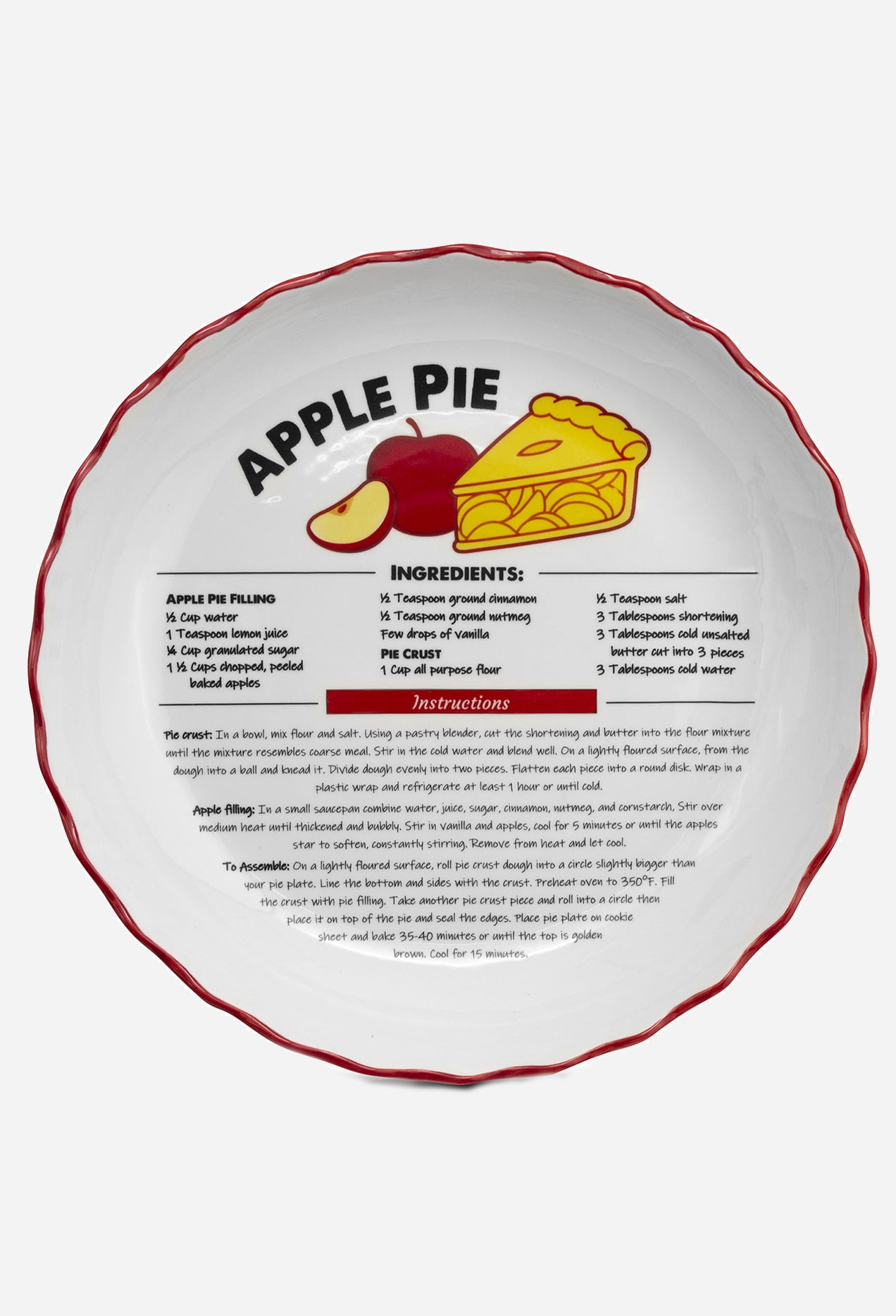 Ceramic Recipe Pie Plate