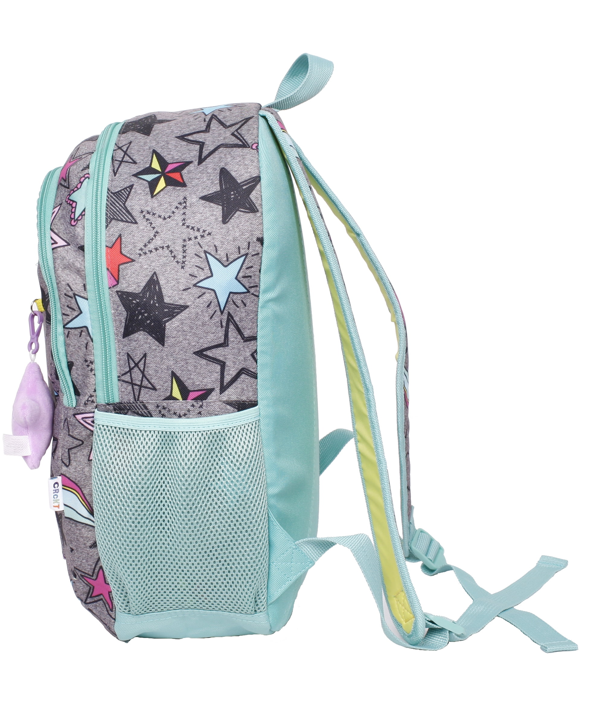 Crckt Kids Girls 16.5" School Backpack with Plush Dangle, Star Print
