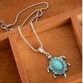 thumbnail image 3 of ORUYROP Collier Pendentif Tortue Turquoise avec Strass Plaqué Argent, 3 of 4