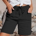 thumbnail image 2 of GZWYHT Linen Shorts For Women，Swimming Shorts Summer Beach Drawstring Comfortable Pockets High Waist Drawstring Casual Pocket Pants Straight Leg Casual Pants，Black 2XL, 2 of 9