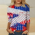 thumbnail image 2 of IROINNID 4th of July T-Shirt For Women Mid-length Blouse Casual Tops Round Neck Women Tops America Independence Day, 2 of 4
