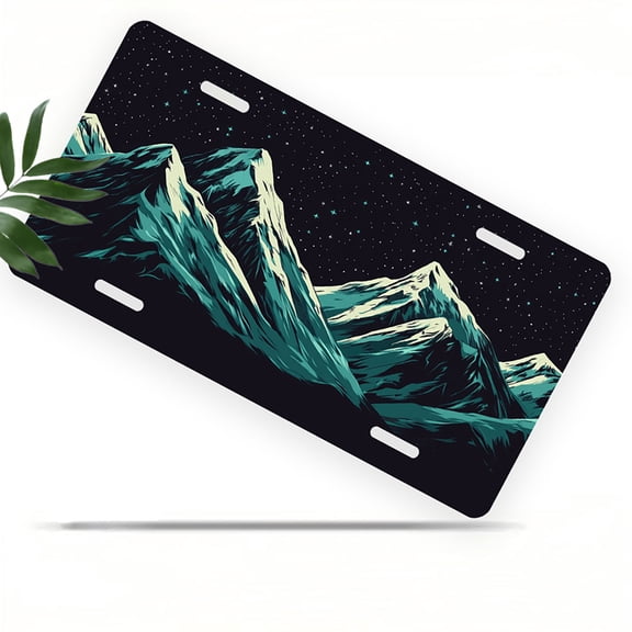 Mountain Night Front License Plate, Metal License Plate, Funny Standard Plates Personalized Novelty Decorative For Men/Women/Boys/Girls Car 6×12 Inch