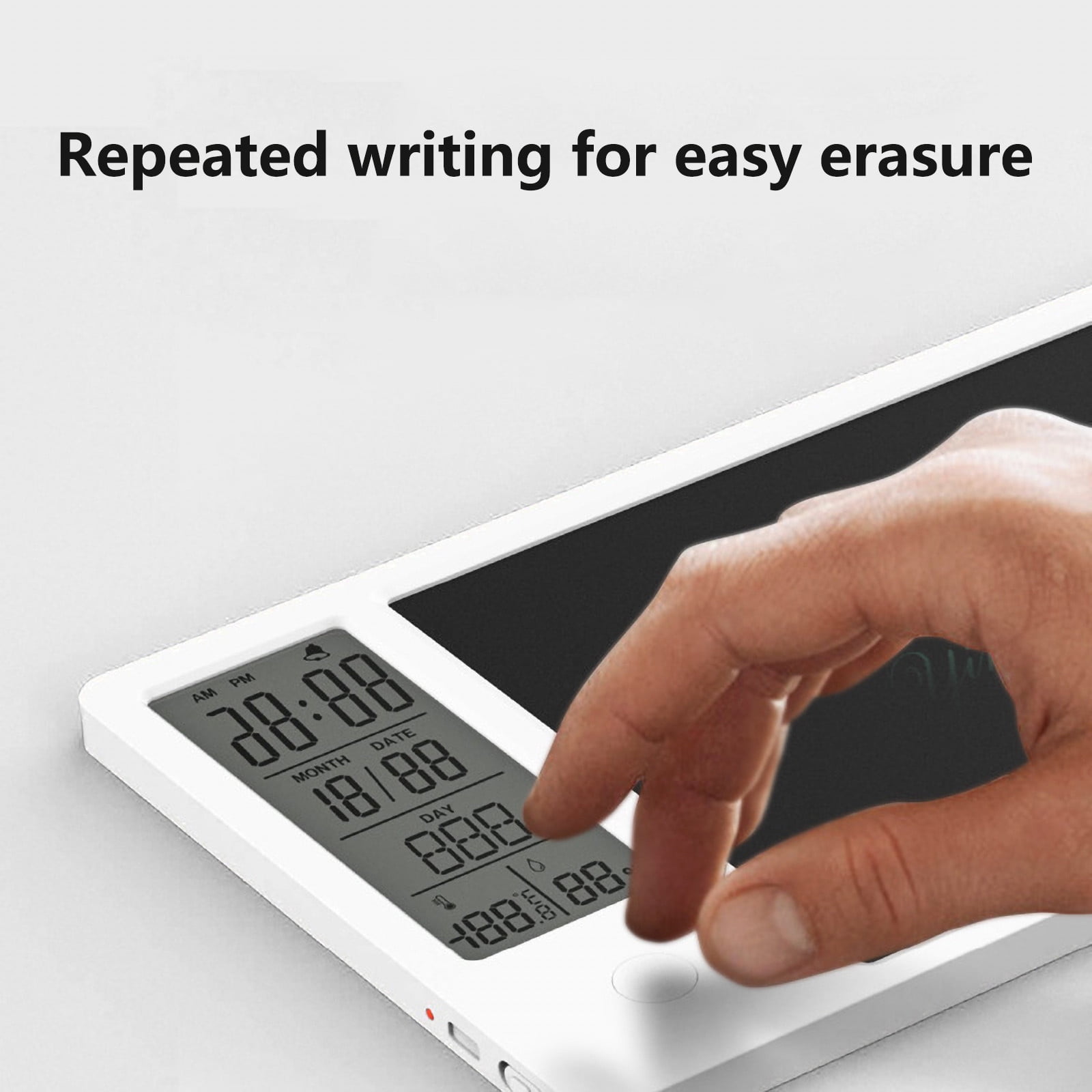 lulshou 10inch Calendar Temperature and Humidity LCD Writing Tablet Intelligent Home Memo Desktop Office Electronic Calendar Memo with Alarm Clock Function