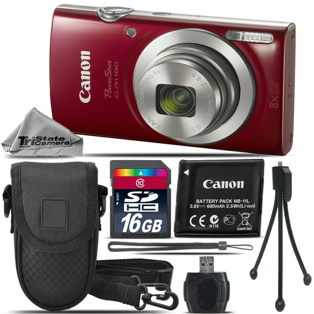 Canon PowerShot ELPH 180 Digital Camera (Red) 1096C001 8X Optical Zoom